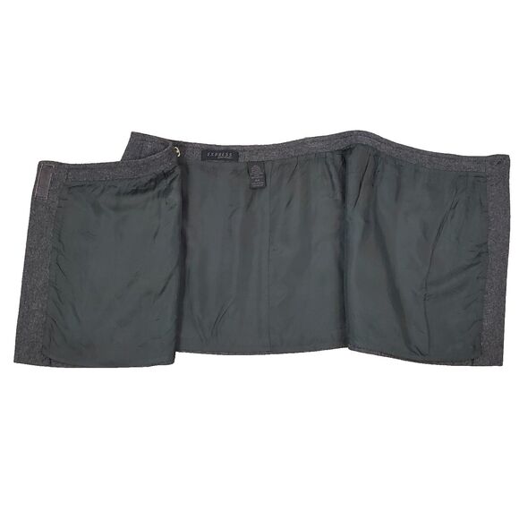 Vintage Y2K Express Wool Blend Wrap Mini Skirt Gray Preppy Academia 3 / 4 - Picture 5 of 11